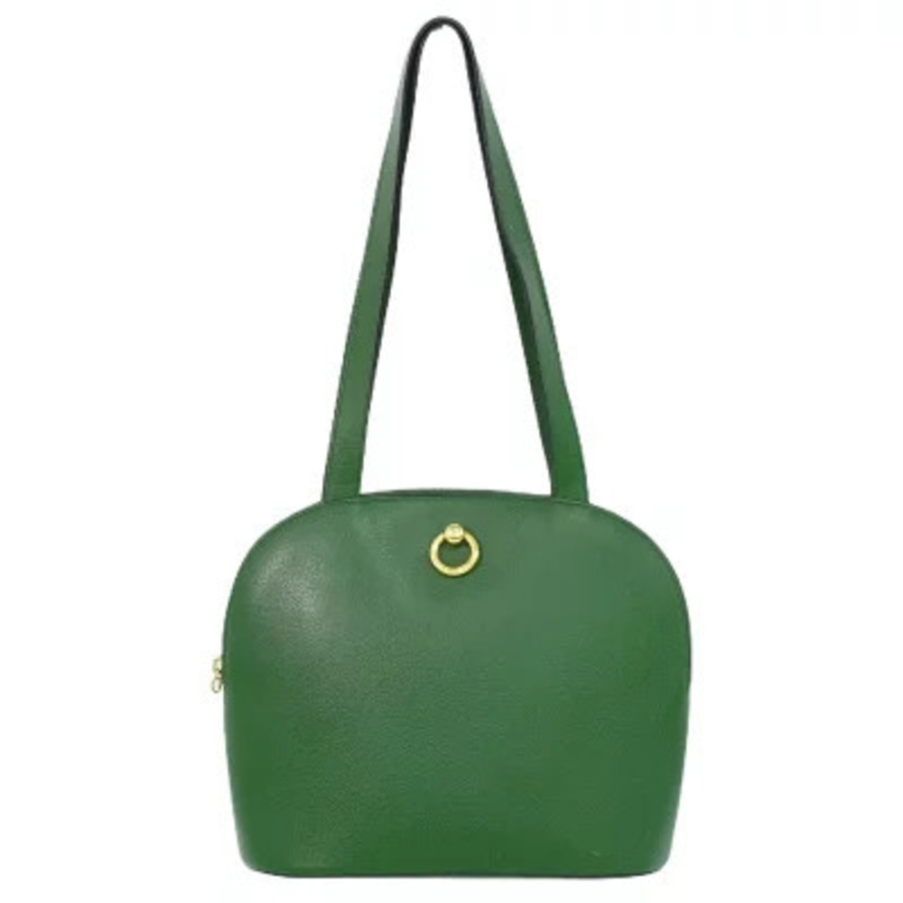 Celine Leather Shoulder Bag Tote Green